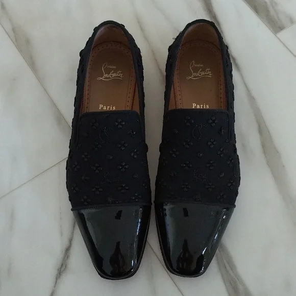 CHRISTIAN LOUBOUTIN Dandelion Flat Patent Jacquard Sky Loafer - Picture 5 of 6